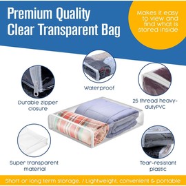 6 Packs Clear Zippered Storage Bags Sweater Bags,Storage Organizer Bags for Clothes,Zippered Clothing Storage Bags for Sweater, Blanket,Bedsheet,Linen,Bedding,Books