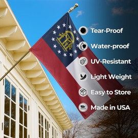 Georgia 1 Outdoor Flag (3x5ft) by DreamController - Durable, Fade-Resistant Polyester, Double-Stitched, Brass Grommets - HD Printed USA State Flag - Made in USA