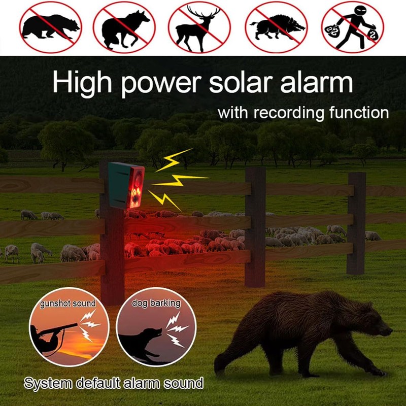 Outdoor Solar Motion Sensor Alarm - Barking and Shooting Dog,