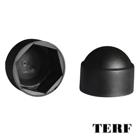 TERF® M20 Black Plastic Hex Nut Bolt Dome Cap Cover M20 (30mm Spanner) Nut and Bolt Protective Caps Cover Hexagonal - Pack of 10