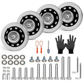 Luggage Wheels Replacement Kit, 50mm Suitcase Wheels with Screws Axles Bearings, 3 Length Axles for Suitcase and Travel Bags Caster Repair