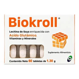 Biokroll, Acido Glutaminico, Vitaminas Y Minerales, Caja Con Sabor Sin Sabor