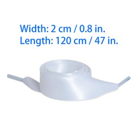 Marrywindix 2 Pairs 47" Flat Satin Ribbon Shoelaces White Silk Shoestrings Wide Shoe Laces for Sneakers Skate Shoes Boots Sport Shoes