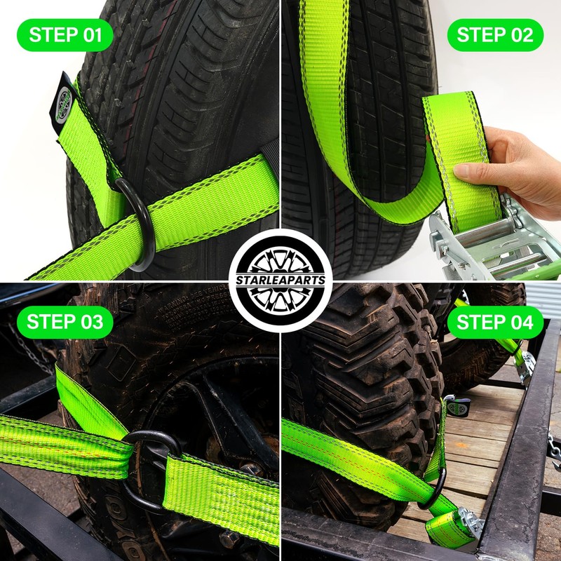 Premium Wheel Straps (4PK) - 10,000lb Guaranteed Max Break Strength