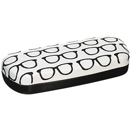 Eyeglass Pattern Embroidered Stylish Glasses Case Hard Case Black 2219-01