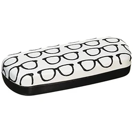 Eyeglass Pattern Embroidered Stylish Glasses Case Hard Case Black 2219-01