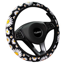 Yuauy Flower-style Steering Wheel Cover Microfiber Leather Anti-Slip Universal Car Steering Wheel Cover Faux Leather for Car Accessories Auto Car Without Inner Ring (Chrysanthemum)