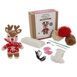 Shudehill Giftware Creative Christmas Crochet Kits Perfect for Learning or Experienced Crocheters - Penguin, Snowman, Santa & More! (Reindeer)