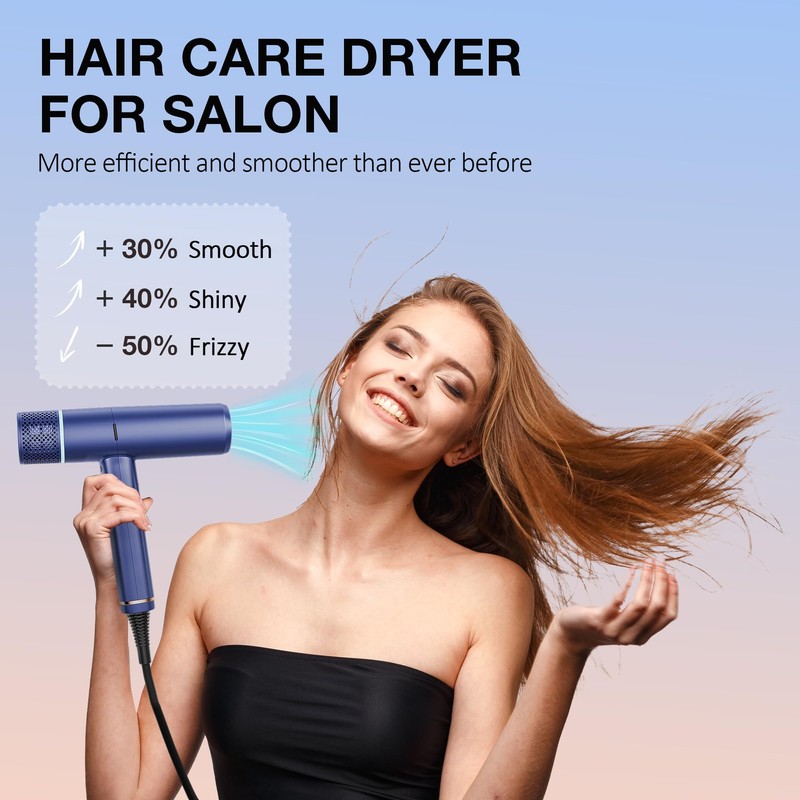 Ionic Hair Dryer with Diffuser and Concentrator, Professional Lightweight Quiet
