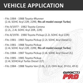 ClutchMaxPRO Heavy Duty OEM Clutch Kit Compatible with 1984-1988 Toyota 4Runner, Van 1981-1988 Toyota Pickup 2.2L 2.4L 22R 22RE 2L 2LT (CP16057HD-CK)