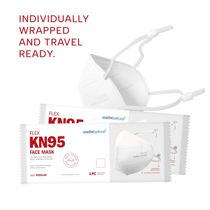 Well Before KN95 Disposable Face Mask | Individually Wrapped 5-layer