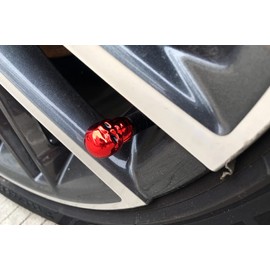 Dsycar - Tapones de válvula de calavera roja con forma de calavera divertida para coches, coches, SUV, bicicletas, camiones, motocicletas (rojo)