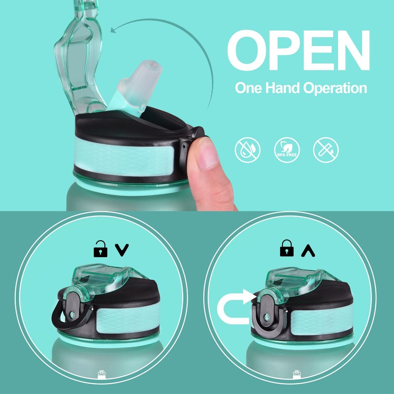 Navtue 1L Water Bottle with Straw,Sports Drinks Bottle with Time