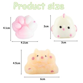 AYNKH 9Pcs Cat Paw Taba Squishy Toys, Cute Hamster Chicks Fufu Squishy Kits, Soft Stress Relief Squeeze Toys, Pinch Simulation Fidget Toys for Adult Kid Party Gift