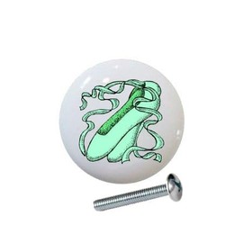 Green Ballerina Shoes from The Ballet Slippers Collection - 1.5" Ceramic Cabinet Dresser Drawer Pull Knobs
