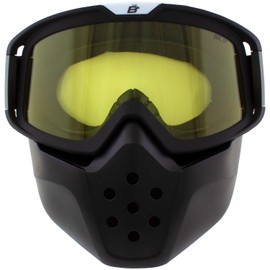 Birdz Eyewear Pelican Black Fitover Padded ATV Motorcycle Riding Goggle with Face Mask Yellow Lens (Yellow)