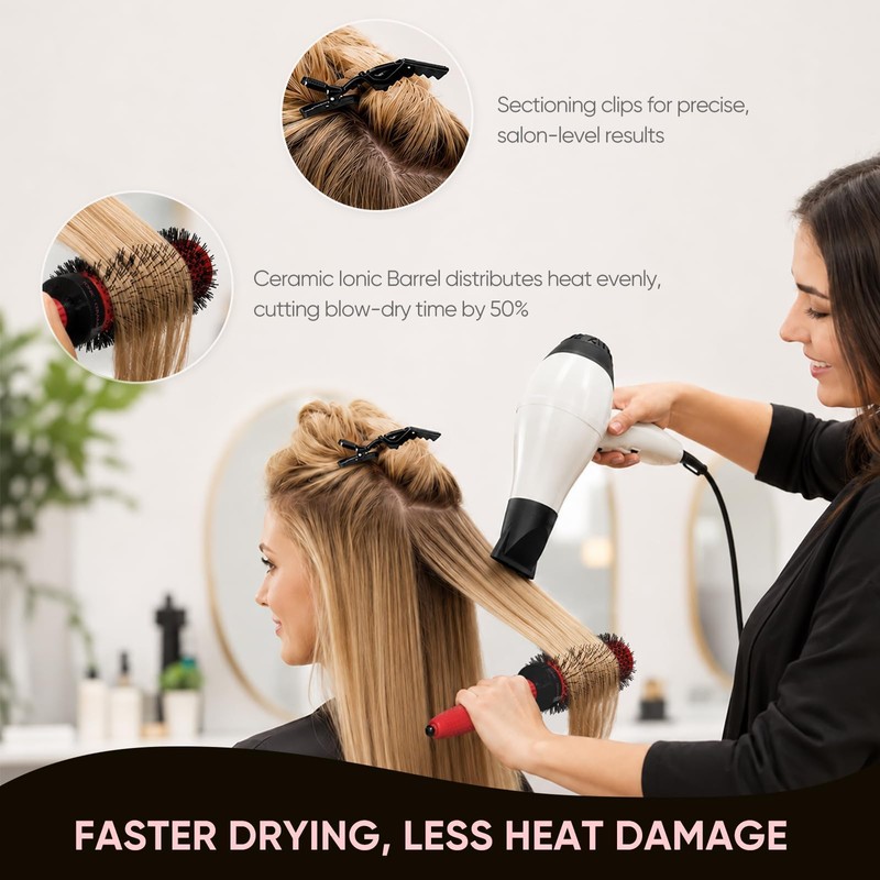 Round Brush for Blow Drying, Ceramic Coated Hair Brush with