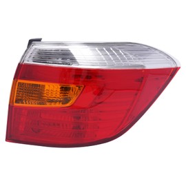 Tsomony - For 2008 2009 2010 Toyota Highlander Halogen Right Side Tail Light Passenger Side Replacement Amber Housing Clear&Red Lens