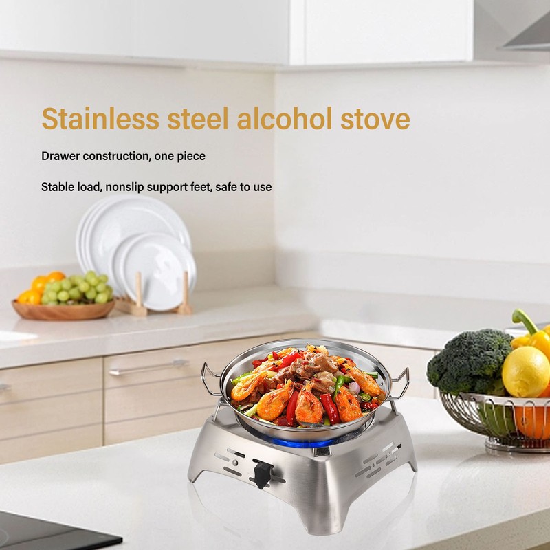 Drawer Type Alcohol Burner One Piece Stainless Steel Sliding Adjustment