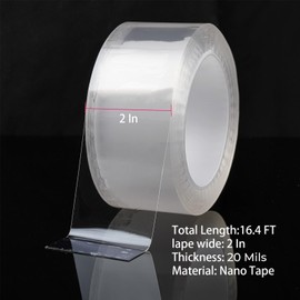 Transparent Window Weather Sealing Tape，Weather Stripping Residue-Free Clear Window Insulation Caulk Tape for Doors Windows and Shower Glass Gaps Bathroom，Weather Stripping Door Seal(2IN x 16.4FT)