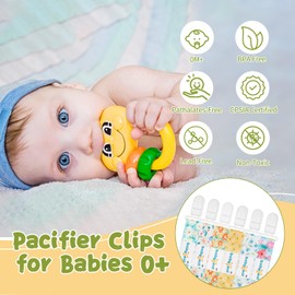Babygoal Neutral Plastic Pacifier Clips, 6 Pack Binky Paci Holder and Leash for Boys and Girls Fits for Most Pacifier, Binkie Styles & Baby Teethers & Toys and Gift 6PS31-CA