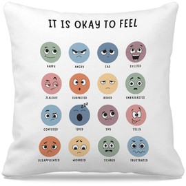 Nogrit Calm Down Corner Supplies Calming Corner Decor Feelings Pillow Cover 18x18 Counseling Office Calm Corner Must Haves, School Counselor Gifts Mental Health Decor for Therapy Office Gifts