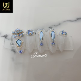 【Rare item】✨Winter wedding nail tips✨ - Long round / 【레어템】✨겨울웨딩 네일팁✨ - 롱라운드