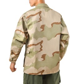 BACKBONE Mens Army Military Battle Dress Uniform BDU Shirt Camo Top Jacket (Tri-Color Desert Camo, Size 2XL)