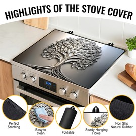 NYZE Tree of Life Stove Covers for Electric Stove Top 28x20 Inch Silicone Stove Top Cover Protector, Decorative Gas Stove Cover for Electric/Glass Stove Top