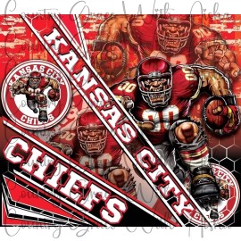 Handmade 20oz Skinny Tumbler Sublimation Transfer Print Chiefs Football Ready To Press