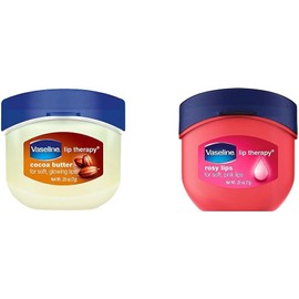 Vaseline - Bálsamo labial hidratante y protector con manteca de cacao, 7 g + Bálsamo labial Vaseline Rosy Mini Tarro 7g, Rosa