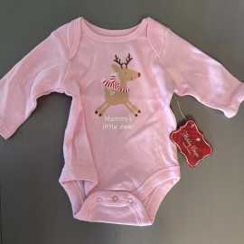 Holiday Creeper Christmas Baby Bodysuit Mommy's little deer Color Pink Size NB New w/Tag
