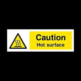 Caution Hot Surface Plastic Sign with double sided fixing tape - Food Hygiene/Hot Water/Oven/Warning (FP72)
