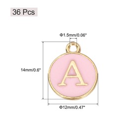 MECCANIXITY 36pcs Pendants Letter Charm Initial Charm Double Sided Enamel Alphabet A for DIY Necklace Bracelet Earrings Jewelry Making Gold & Pink