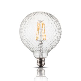 Harwez Edison Filament Bulb Pineapple Faceted, Vintage Light Bulb Clear Crystal, G125 Large Round LED Bulb, 4W Dimmable E26 Medium Base, Decorative Cut Glass Light, 1 Pack