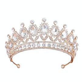 NIYANGLE Vintage Tiara Crown, Wedding Bridal Tiara, Glittering Crystal Headbands, Queen Crown for Women, Weddings, Costume, Party, Birthday, Hair Accessories