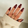 SXVME Uñas postizas cuadradas largas en rojo burdeos con pegamento