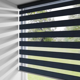 May in Color Zebra Blinds for Windows with Aluminium Valance, 73"W x 72"H Free-Stop Cordless Roller Window Shades for Light Filtering and Protecting Privacy, Dual Layer Window Blinds for Home, Office