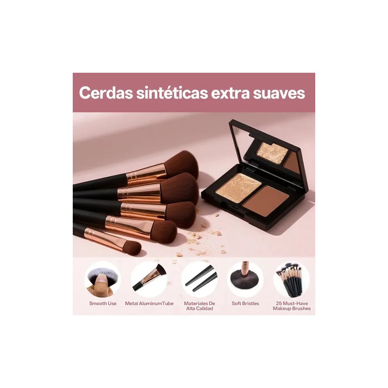 67pcs Brochas Maquillaje Profesional Esponjas Neceseres Rosa