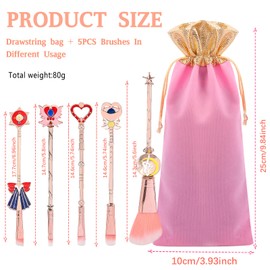 Sailor Moon Makeup Brush, Makeup Brush, Eye Brush Set, Cute, Set of 5, Fiber Bristle, Makeup Brush Set, Eyeshadow Brush, Eyebrow Brush, Powder Brush, Makeup Brush, Super Soft Makeup Tool Brush