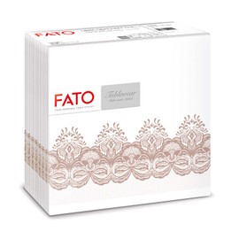 Fato - Trockene Papierservietten, Airlaid, Textileffekt, Packung mit 50 Servietten, Größe 40x40, 4-fach gefaltet, Bombay Cappuccino-Muster