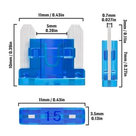 ALLECIN Pack of 50 15 A Micro Car Fuses Micro 15 Amp Car Fuses Low Profile Mini 15 Amp Blade Fuses Plug Fuse Low Profile Car Fuse for Motorhome Cars Lorries