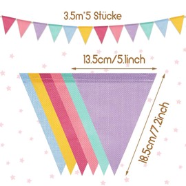 Alintor Bunting Outdoor Waterproof, 60 Flags Bunting Banner + Hessian Bag, Garden Bunting, Pastel Bunting, Imitated Linen Bunting Flags for Birthday, Party, Spring decorations