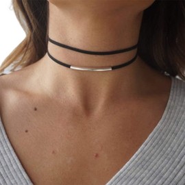 Layered Choker for Women Black Layering Velvet Chokers Short Necklace for Girls Pendant Choker Jewelry Accessories for Fashion Party Prom Daily Wear (STYLE-6)