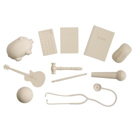 Premium Doljabi, Zhuazhou, Thoi NOI First Birthday Selection Set | 11 Pc Monochromatic Soft Silicone Items for Korean Doljanchi, Chinese, and Vietnamese 1st Bday Ceremony – Cultural Decor 돌잡이 (Cream)