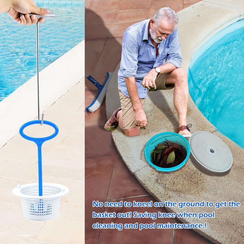 Jeyeou 2 Sets Skimmer Basket Handle, Universal Swimming Pool Skimmer
