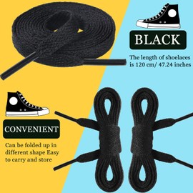 WILLBOND 2 Pairs Flat Shoelaces Trainer Shoelaces Replacements Athletic Shoe Laces for Sports Shoes, Casual Shoes Adults or Kids (Black, White)