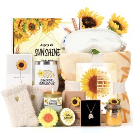 Yolidas Sending Sunshine Gift for Women, Sunflower Gift Set for Mom, Care Package, Birthday Gifts Box,Thinking of You Gifts for Women, Friend, Sister, Mom with Inspirational Blanket