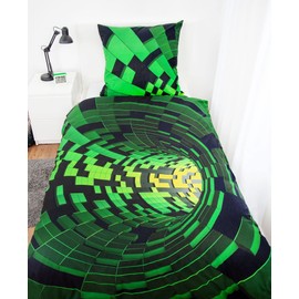 Herding 3D Effect Bed Linen Set, Pillowcase 80 x 80 cm, Duvet Cover 135 x 200 cm, with Smooth Zip, 100% Cotton/Renforcé