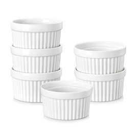 MALACASA MALACASA Ramekins 4 oz Oven Safe, Porcelain Creme Brulee Ramekins Pudding Custard Cups Small Ceramic Souffle Dishes Ramakan Ramiken Ramicans Baking Bowls Set of 6, White, Series RAMEKIN-DISH